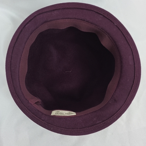 Vintage 50s Union Made Women's Maroon Wool Fedora Hat Classic Event - Picture 8 of 9